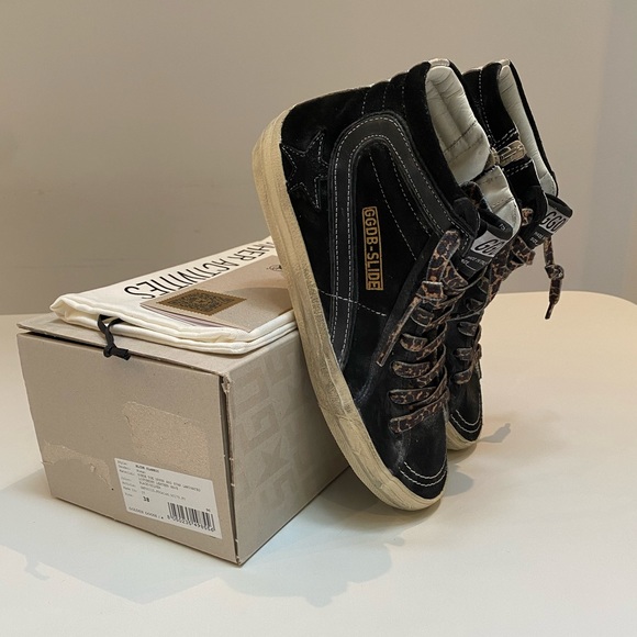 Golden Goose Slide Sneaker in Black Suede/Silver sz 38 New in Box - Picture 8 of 15